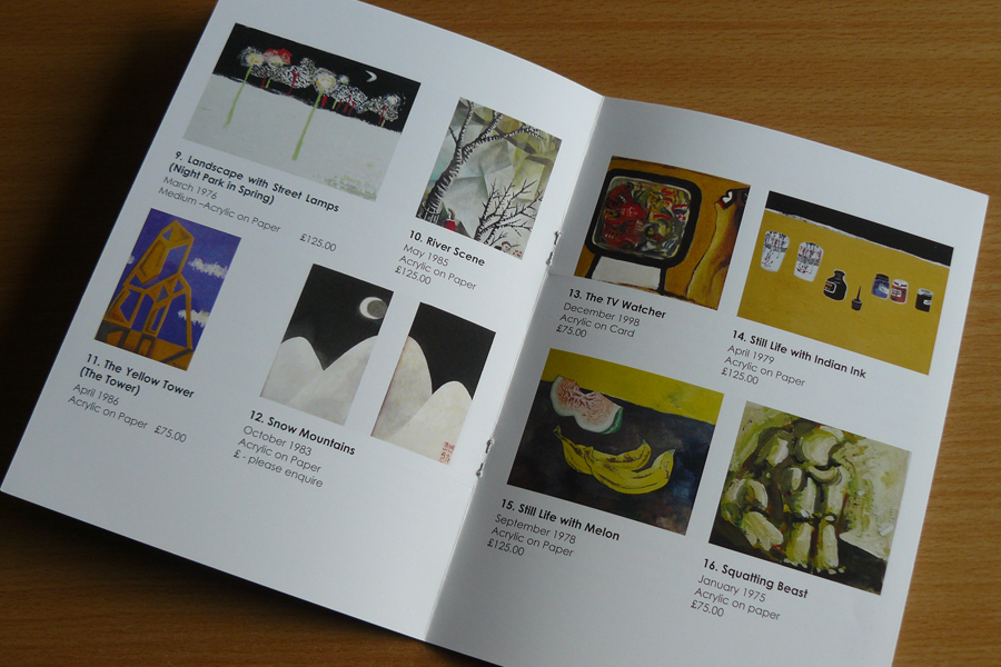 Inside of exhibition catalogue showing clear layout