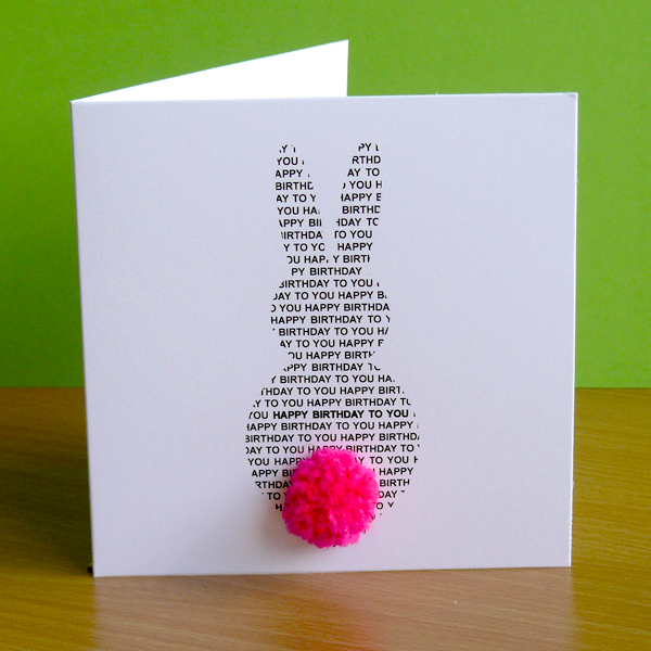 Bunny made from text with hand made pom pom