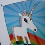 Close up of Dave the Unicorn card