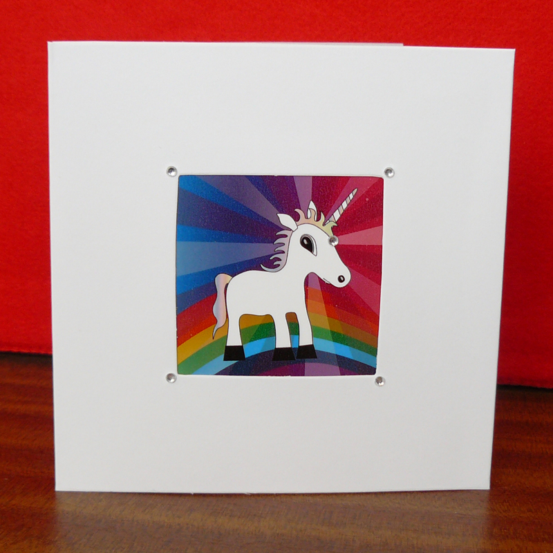 Photographic card with image of Dave the Unicorn
