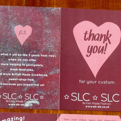 Thank you card for fashion company SLC-SLC